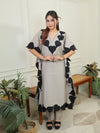 Grey leaf kaftan Set