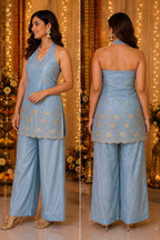 Noor Crushed Silk Corset Set