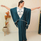 Teal Blue Drape Kaftan Set
