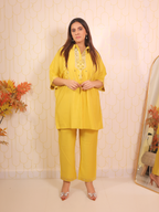 Yellow Drop Shoulder Co-ord Set