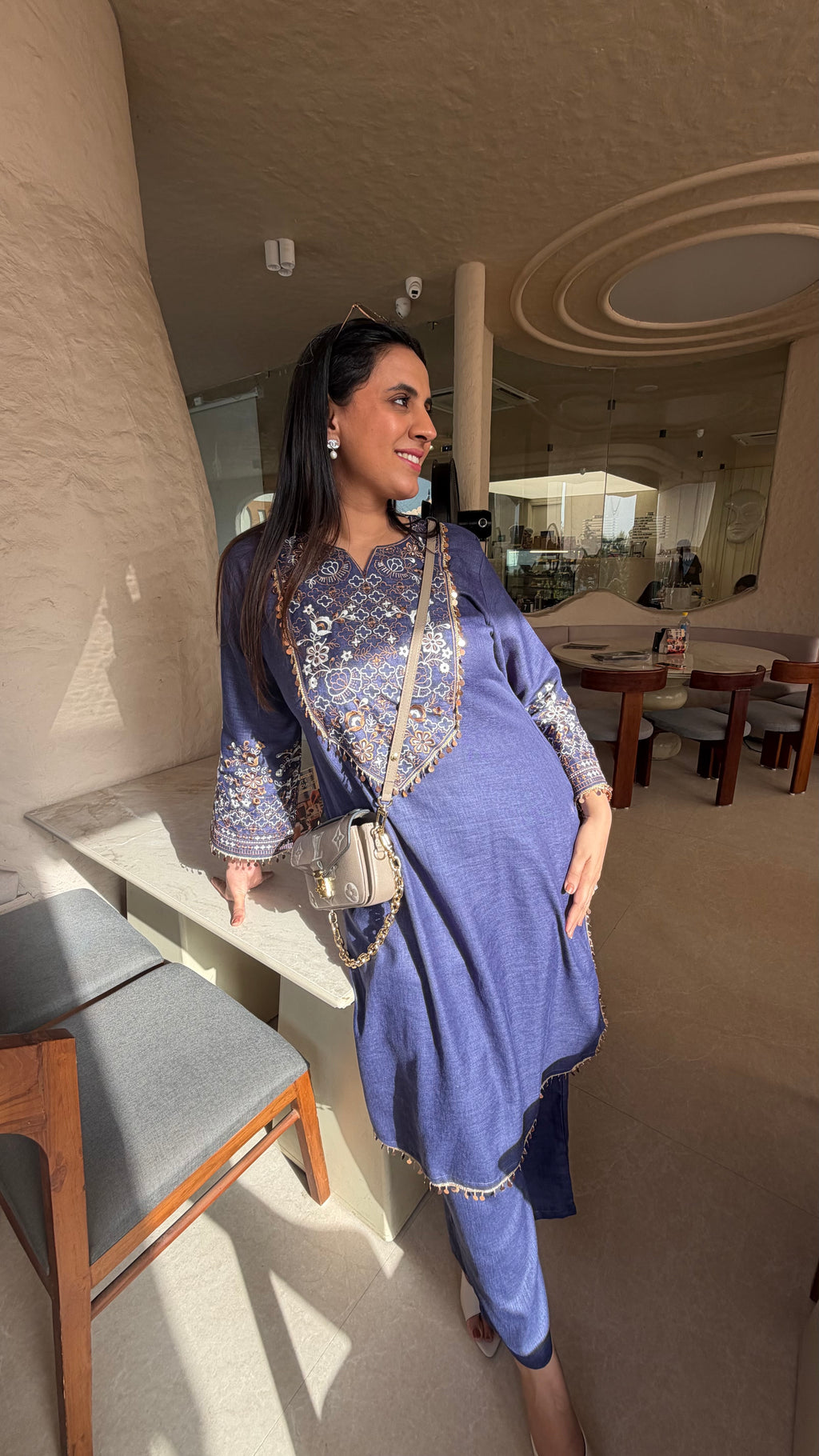 Denim Long Kurta Set