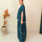Teal Blue Drape Kaftan Set