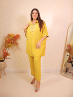 Yellow Drop Shoulder Co-ord Set