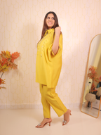 Yellow Drop Shoulder Co-ord Set
