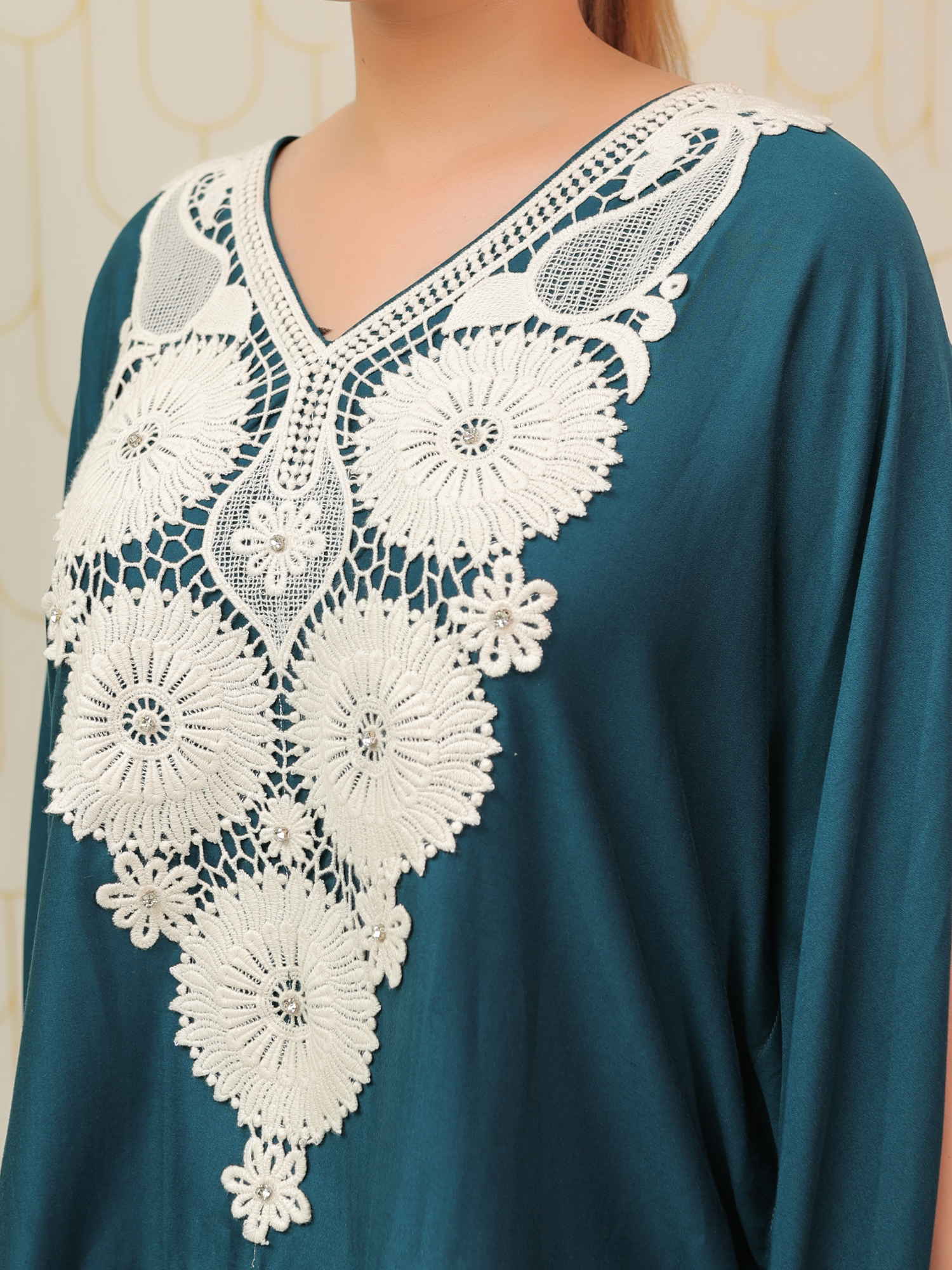 Teal Blue Drape Kaftan Set