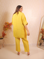 Yellow Drop Shoulder Co-ord Set