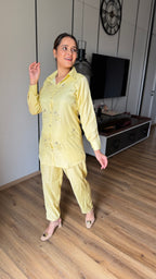 Powder Yellow Embroidery Coord Set