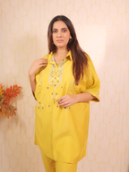 Yellow Drop Shoulder Co-ord Set