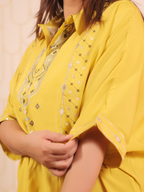Yellow Drop Shoulder Co-ord Set