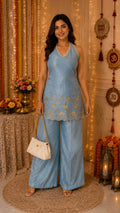 Noor Crushed Silk Corset Set