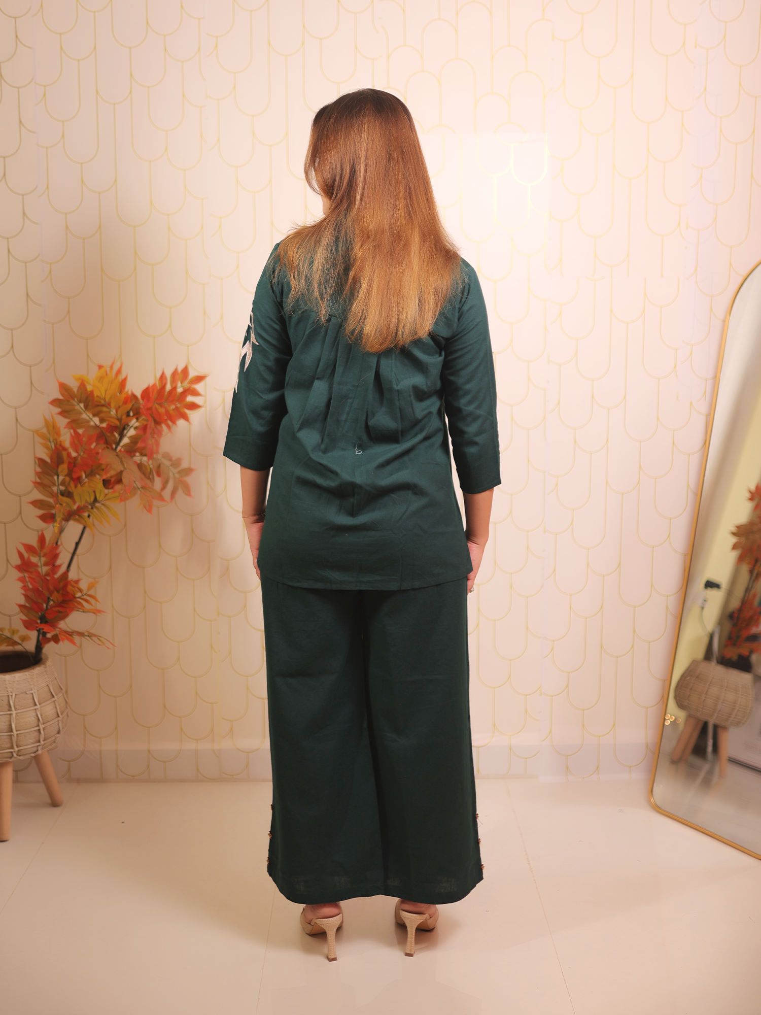 Bottle Green Embroidery Co-ord Set