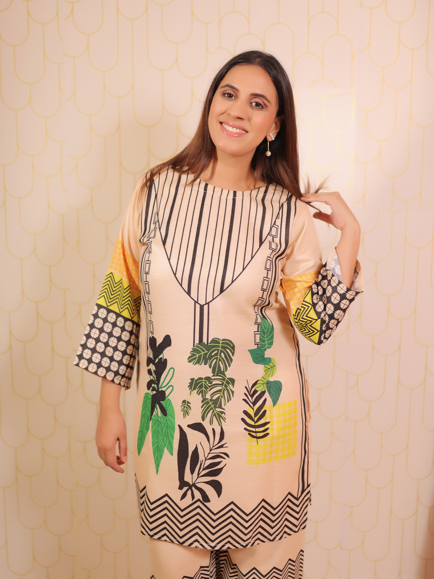 Beige Multi Print Co-ord Set