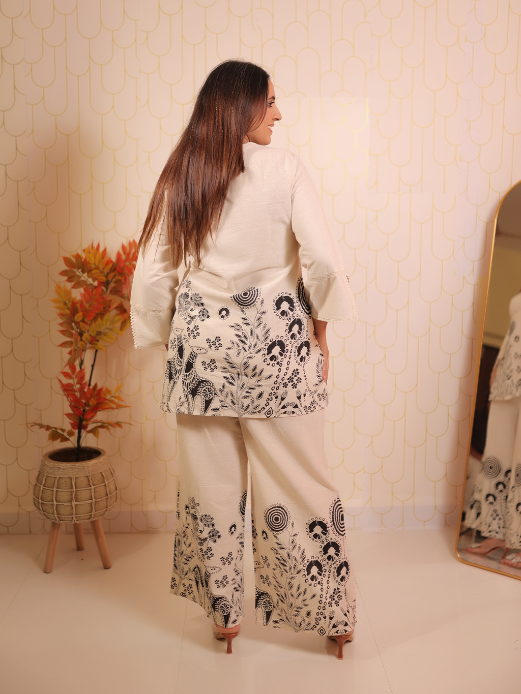 White Shell Neck Co-ord Set