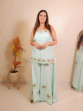 Powder Blue Yellow Flower Co-ord Set