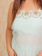 Powder Blue Yellow Flower Co-ord Set