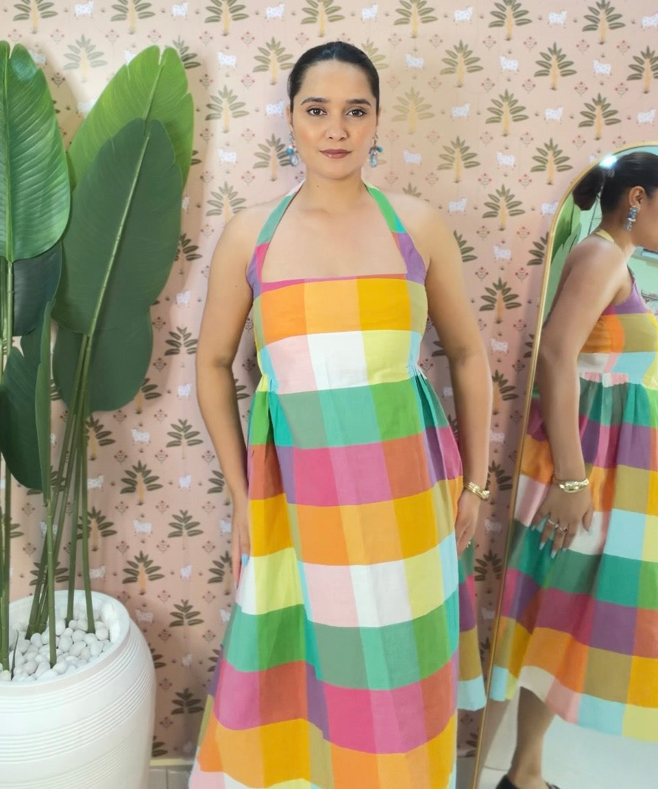 Multi Check Dress