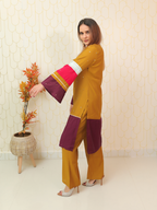 Mustard Wine Kurta Set