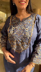 Denim Long Kurta Set
