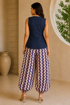 Indigo Chevron Balloon Co-ord Set