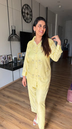 Powder Yellow Embroidery Coord Set