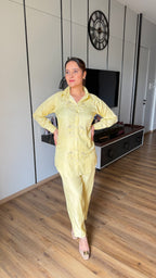Powder Yellow Embroidery Coord Set
