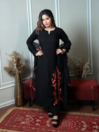 Black Red Slit Suit Co-ord Set