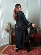 Black Red Slit Suit Co-ord Set