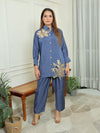 Blue gold applique Set