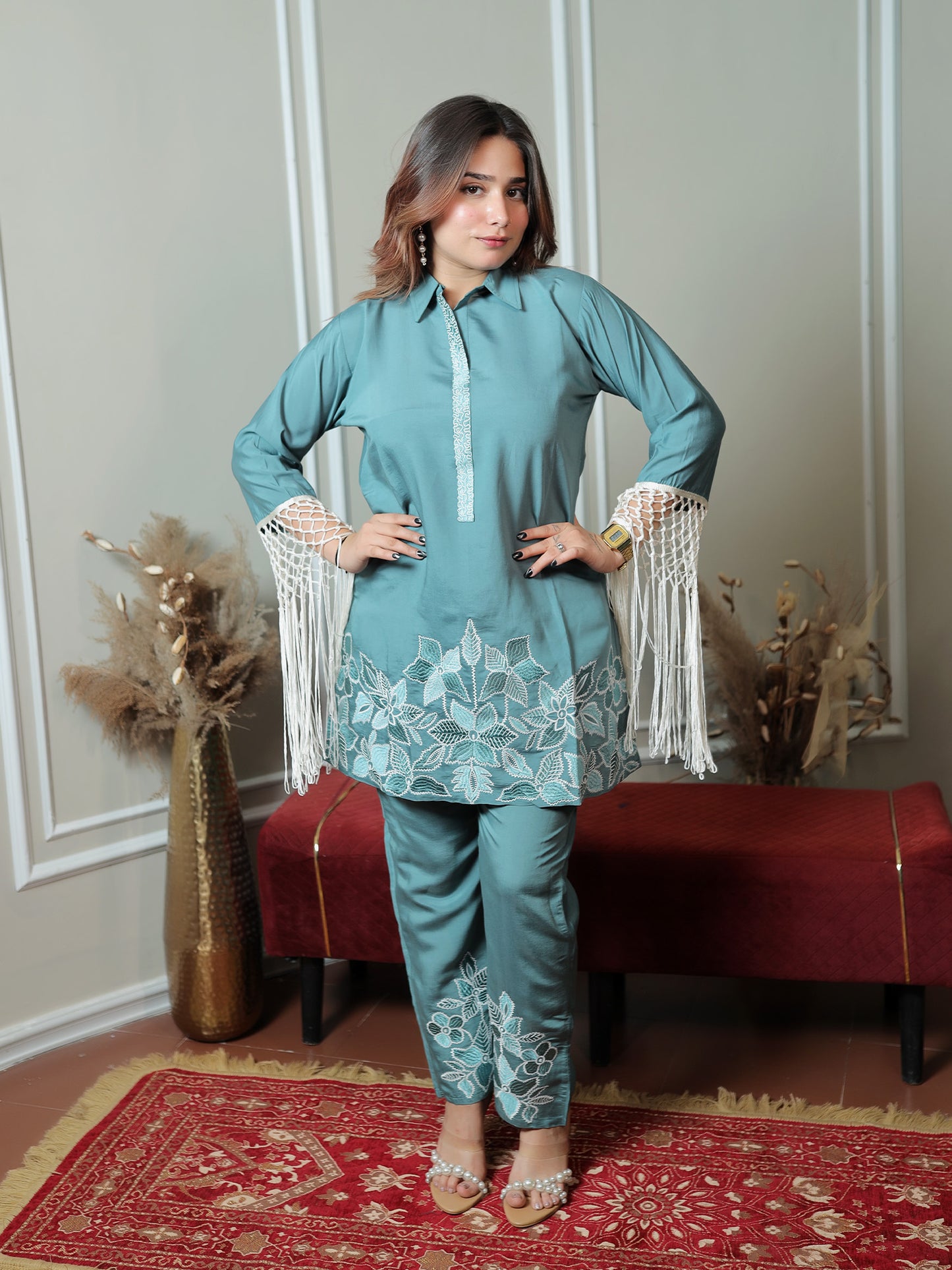 Blue fringe set