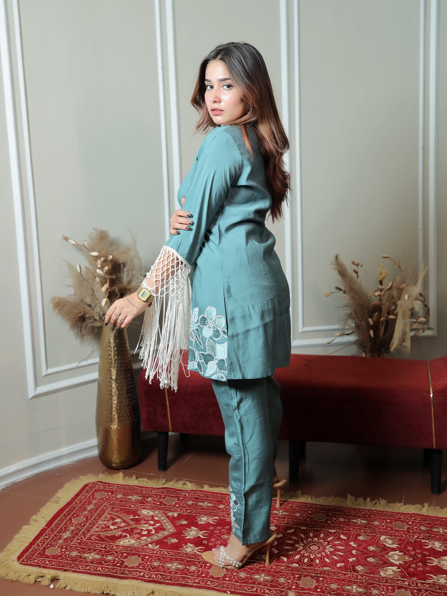 Blue fringe set