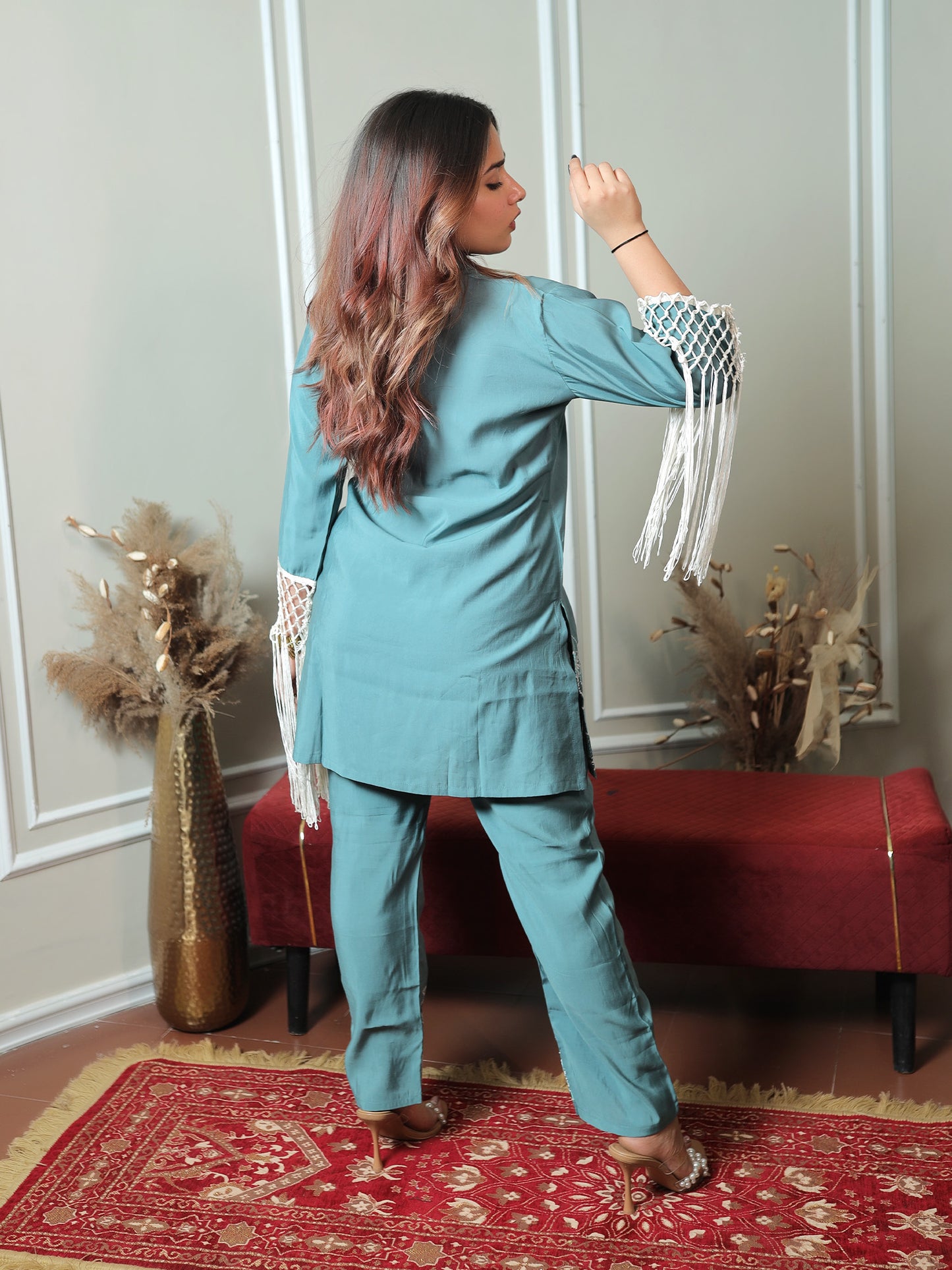 Blue fringe set