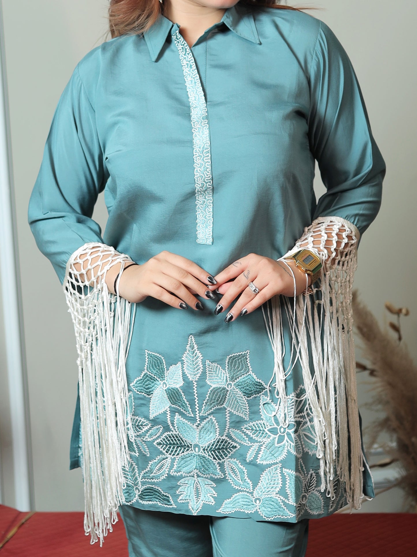 Blue fringe set