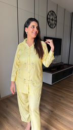 Powder Yellow Embroidery Coord Set