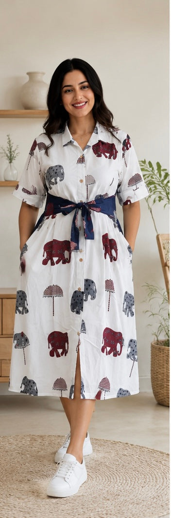 Safari Bloom Shirt Dress