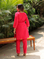 Fuschia Pink Embroidery Co-ord Set