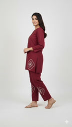 Ruma Set - Maroon Mandala Cotton Co-ord