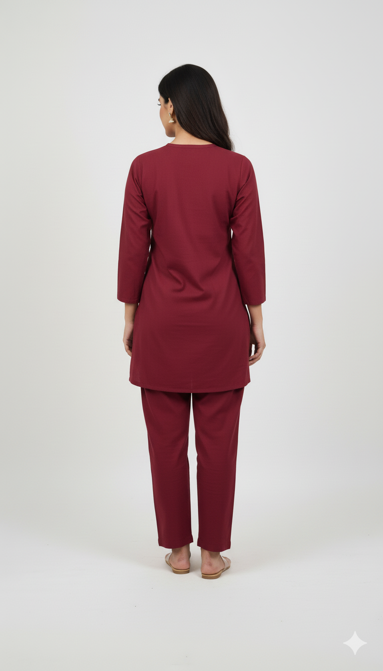 Ruma set - Maroon Mandala Cotton Co-ord