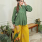 Green yellow peplum Set