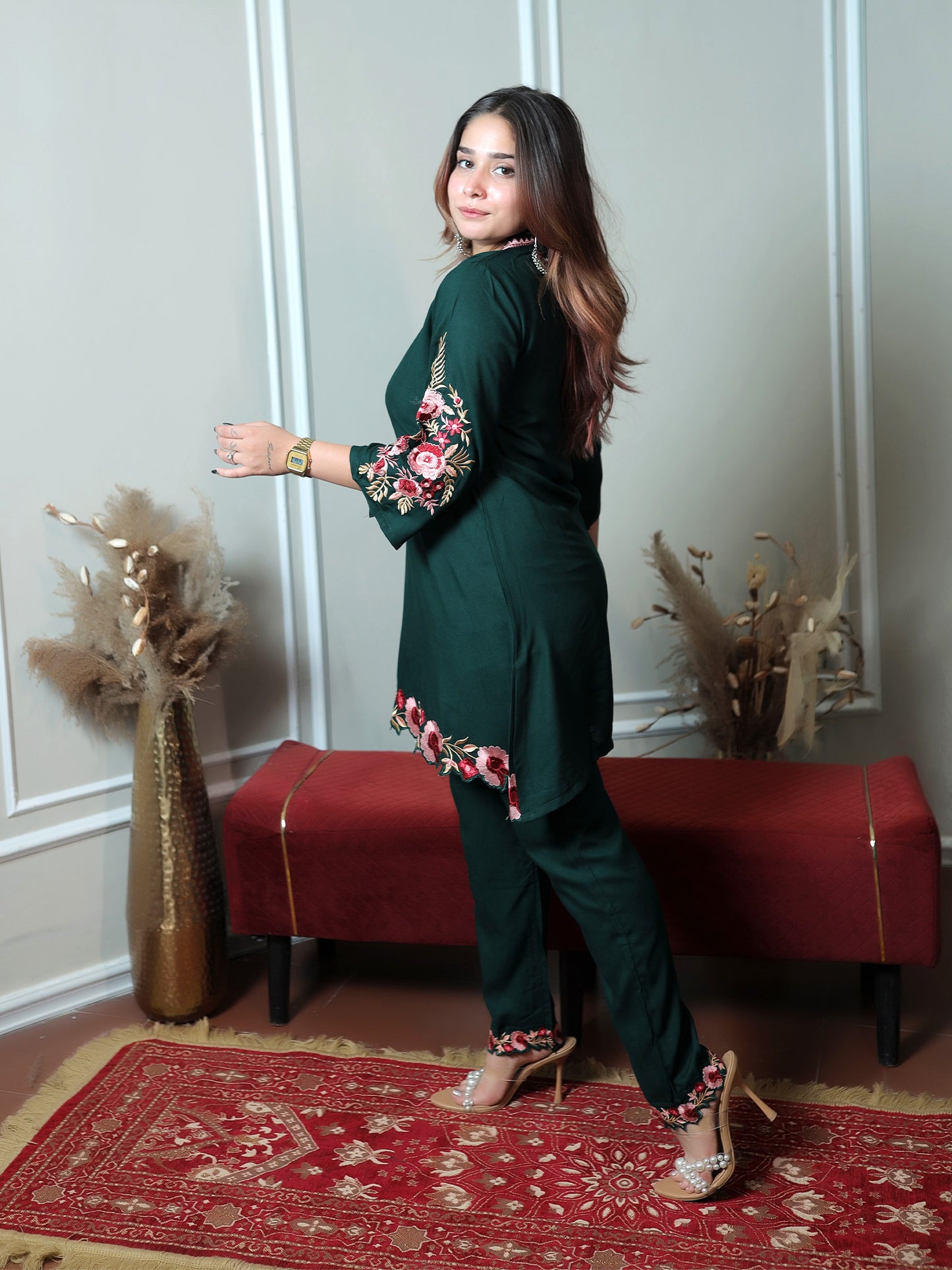 Green multi flower Set