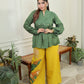 Green yellow peplum Set