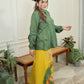 Green yellow peplum Set