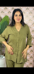 Olive Green Bell Sleeves Coord Set