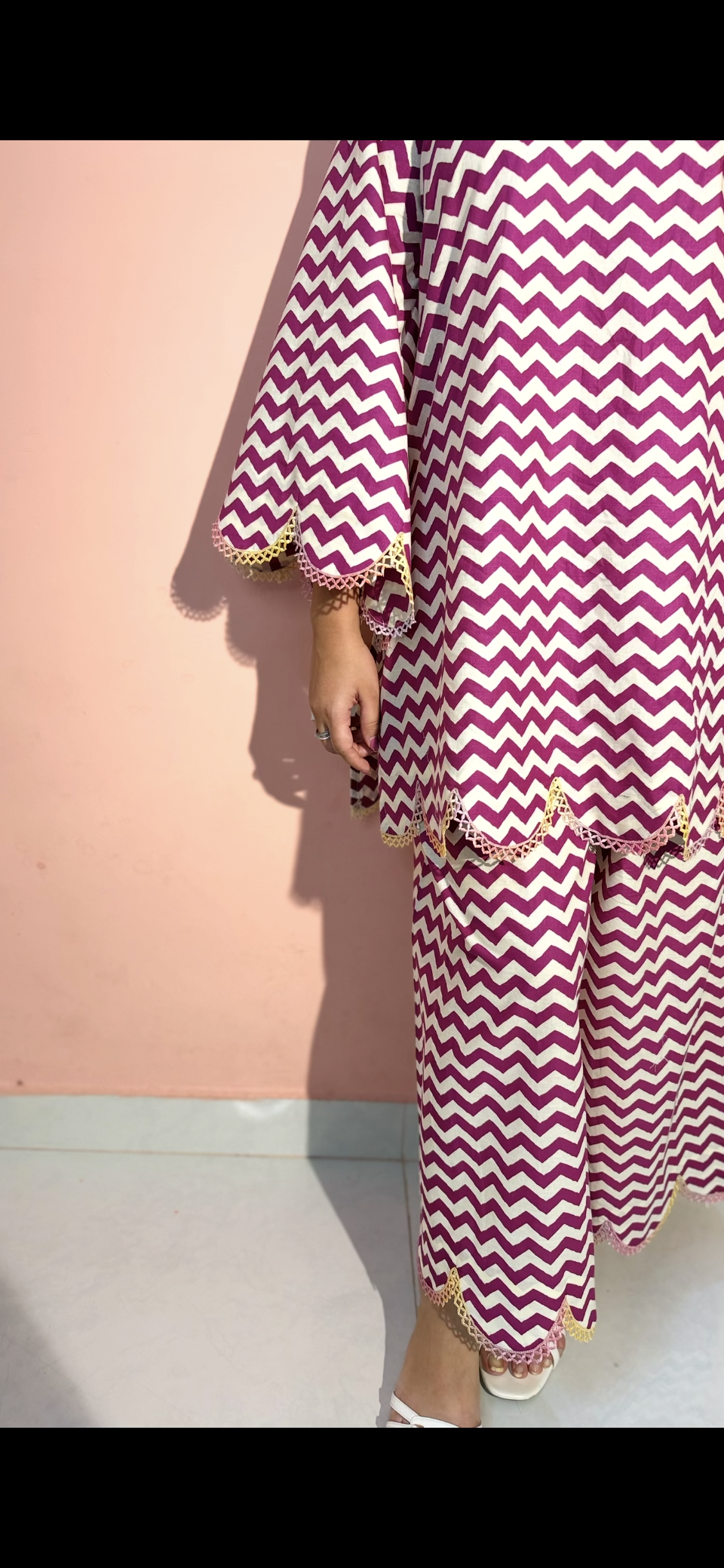 Purple zig zag scallop Co-ord set