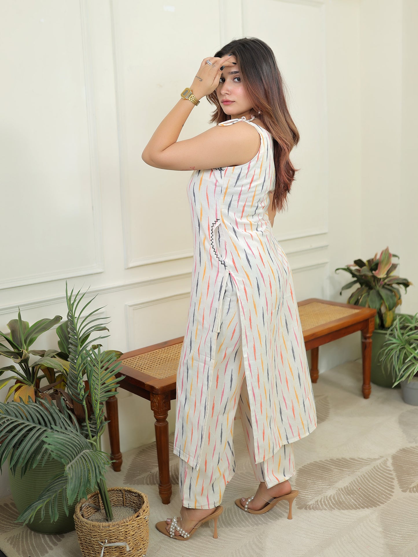 Khadi strap kurta set