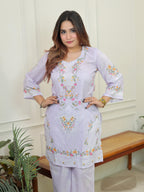 Lilac Mulmul Co-ord Set