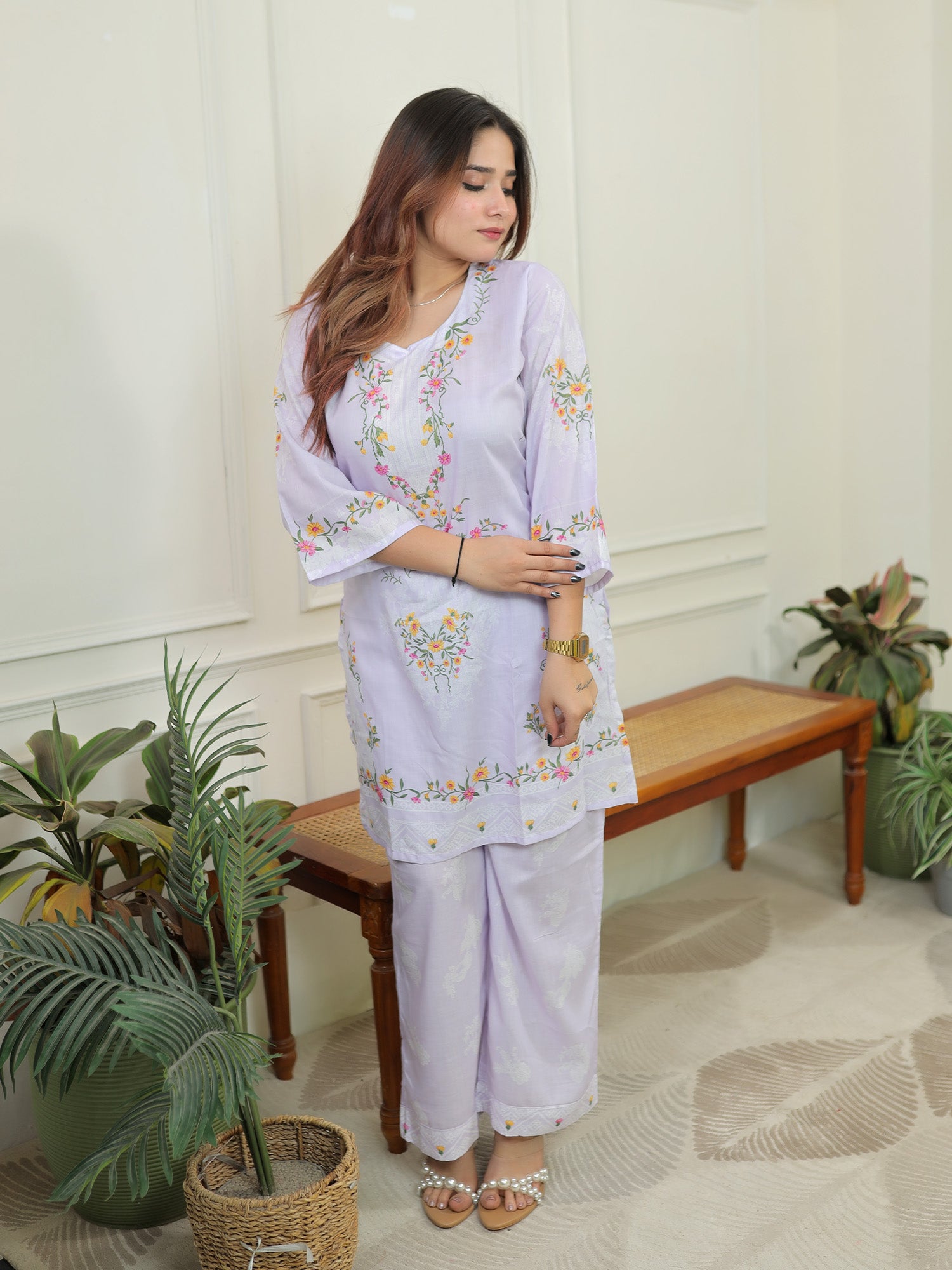 Lilac Mulmul Co-ord Set