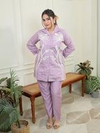 Lilac White Thread Co-ord Set