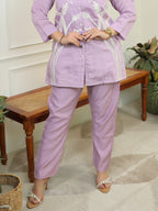 Lilac White Thread Co-ord Set