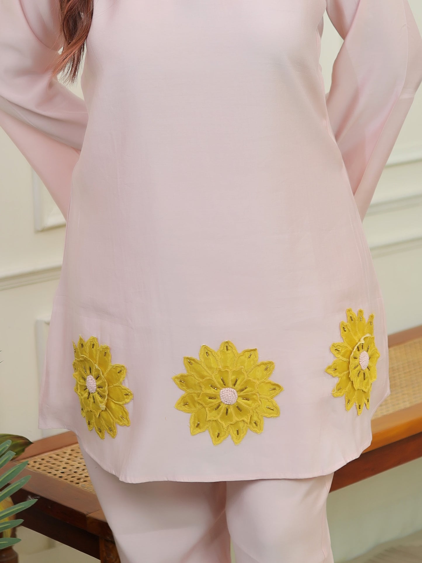Powder pink yellow patch set