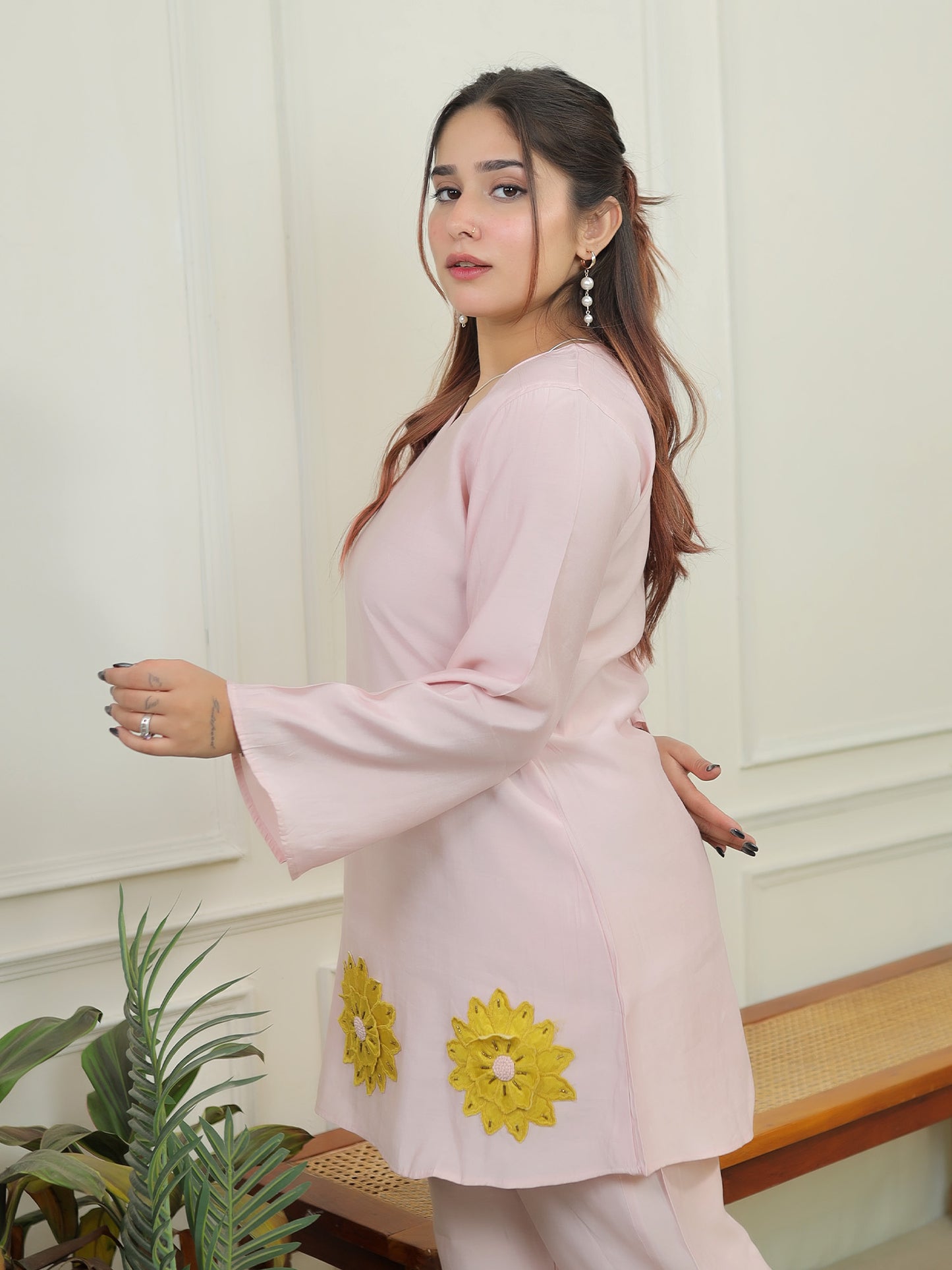 Powder pink yellow patch set
